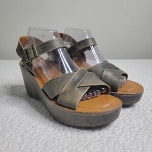 Kork Ease Women Sz 10M | EU 42 Ava Classic Wedge Sandals Pewter Vachetta Leather